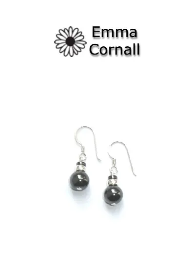 Silver & Hematite Ball Drop Earrings
