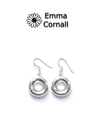 Silver Doughnut Drop Earrings