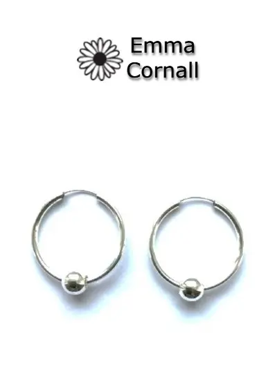 28mm Silver Sleeper & Ball Earrings